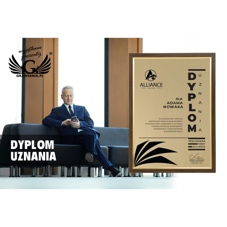 Recognition Diploma in Frame - Gold Engraving Laminate - DWR6