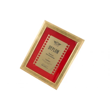 Diploma in a gold frame with red passe-partout - horizontal or vertical - DWR2