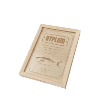 Fishing Diploma in Wooden Frame - A4 - Laser Engraved - NAT004