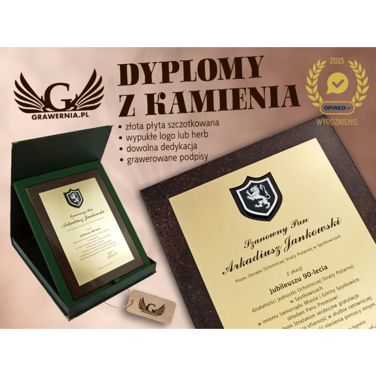 LASER ENGRAVED STONE DIPLOMA IN CASE - vertical - DZK1