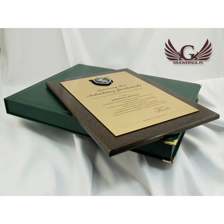 LASER ENGRAVED STONE DIPLOMA IN CASE - vertical - DZK1