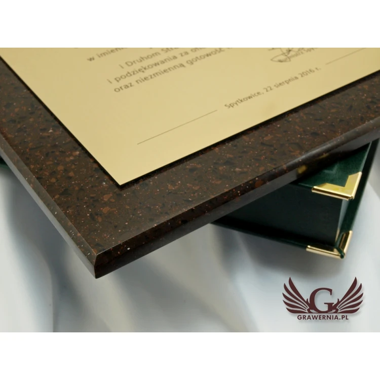 LASER ENGRAVED STONE DIPLOMA IN CASE - vertical - DZK1