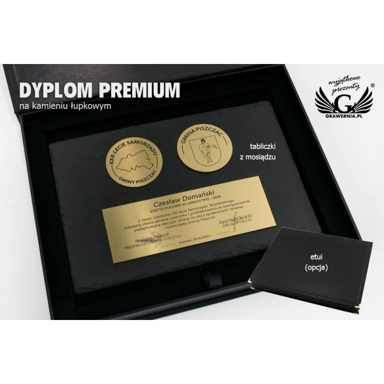 Slate Stone Diploma with 1.6mm Brass - Two Medals and Plaque - DK004