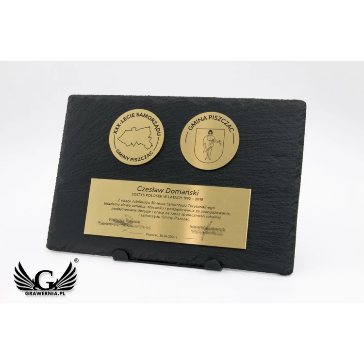 Slate Stone Diploma with 1.6mm Brass - Two Medals and Plaque - DK004