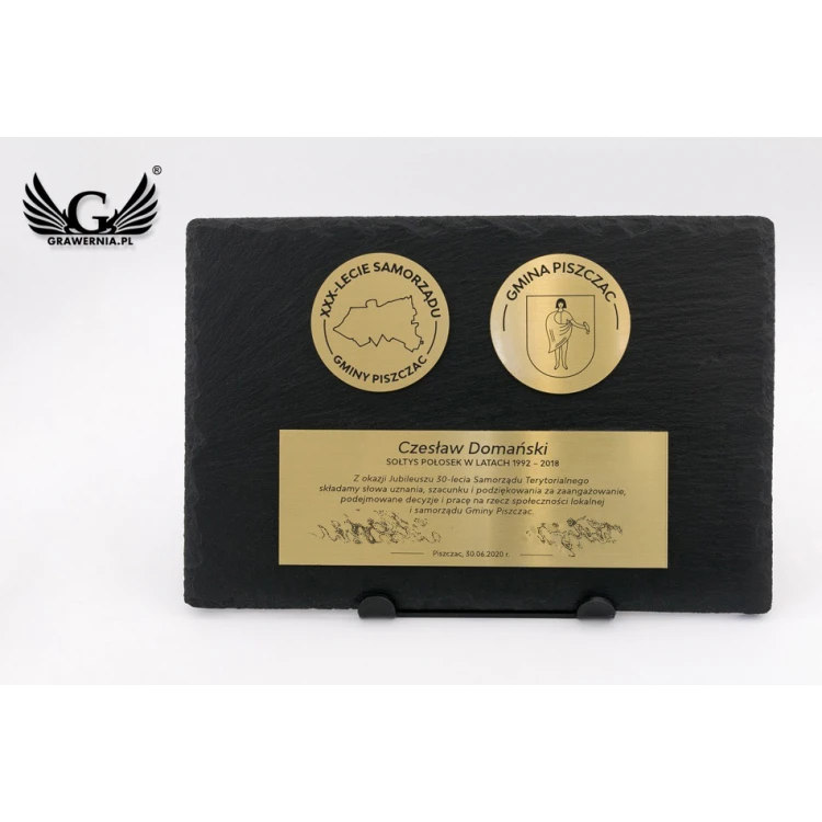 Slate Stone Diploma with 1.6mm Brass - Two Medals and Plaque - DK004