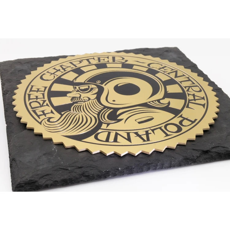 Slate Stone Diploma with Brass CNC Engraved Logo - DK006
