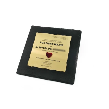 Slate Stone Diploma with Brass - Square - Colorful UV Print and CNC Engraving - DK007