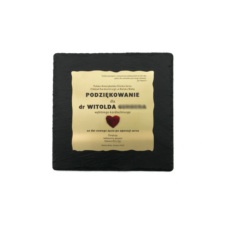Slate Stone Diploma with Brass - Square - Colorful UV Print and CNC Engraving - DK007