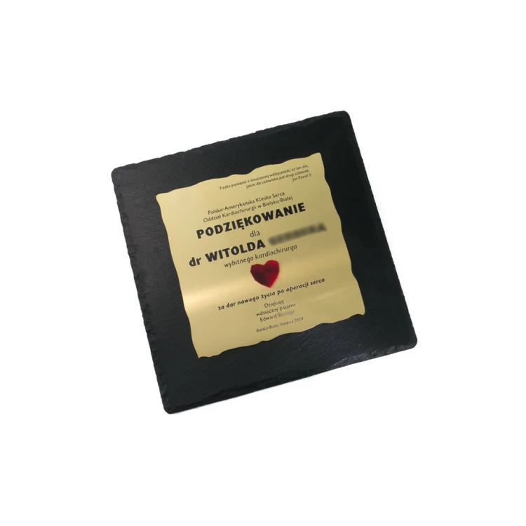 Slate Stone Diploma with Brass - Square - Colorful UV Print and CNC Engraving - DK007