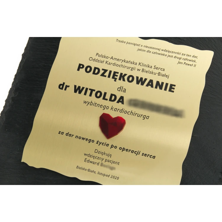 Slate Stone Diploma with Brass - Square - Colorful UV Print and CNC Engraving - DK007