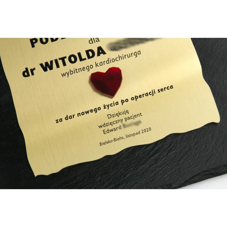 Slate Stone Diploma with Brass - Square - Colorful UV Print and CNC Engraving - DK007