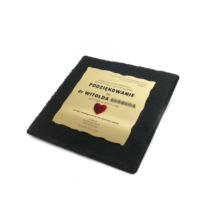 Slate Stone Diploma with Brass - Square - Colorful UV Print and CNC Engraving - DK007