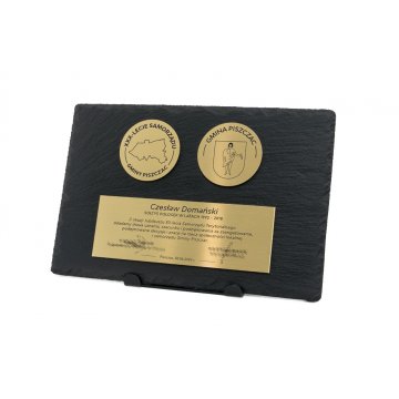 Slate Stone Diploma with 1.6mm Brass - Two Medals and Plaque - DK004