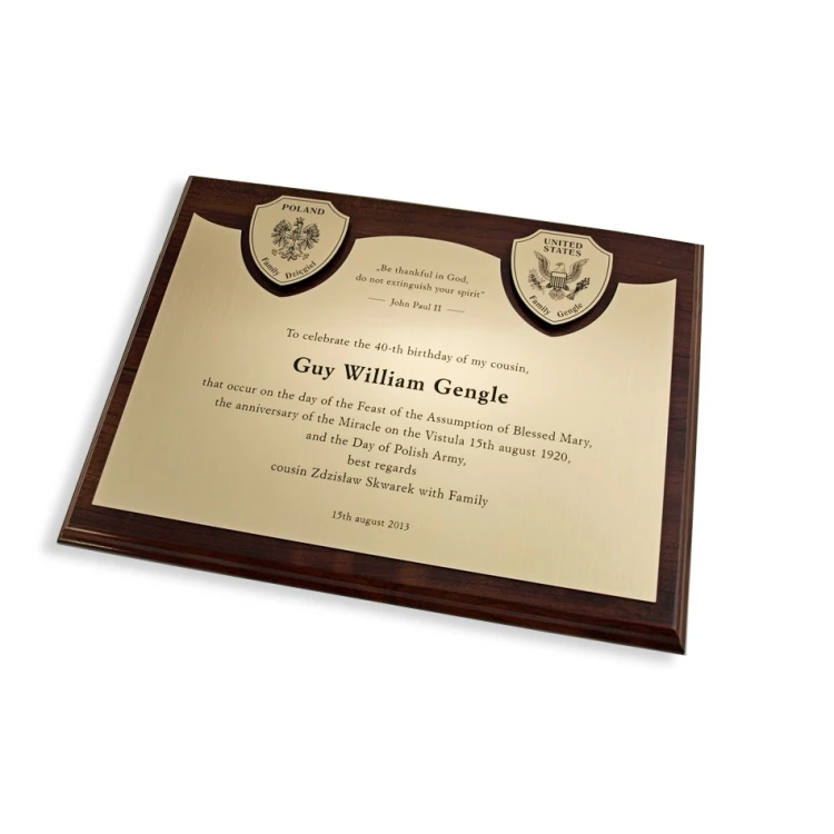 DIPLOMA for 40th birthday - LASER ENGRAVED - horizontal - SL061