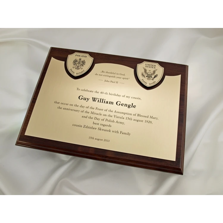 DIPLOMA for 40th birthday - LASER ENGRAVED - horizontal - SL061