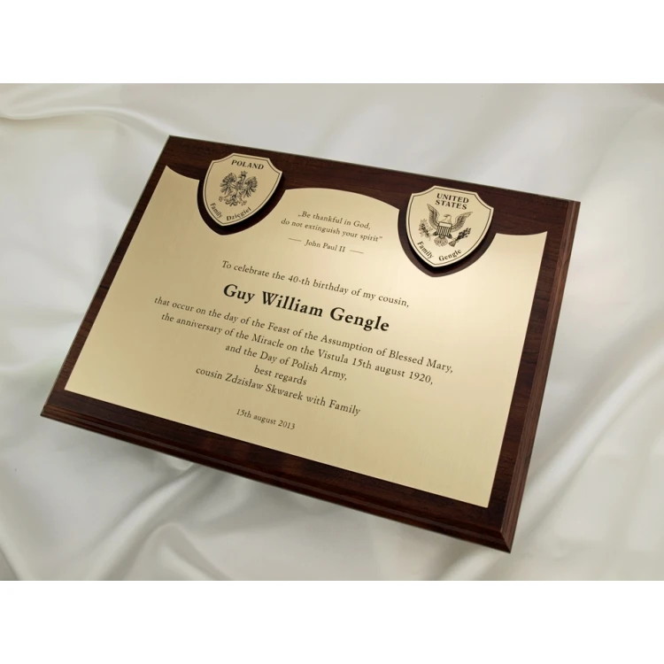 DIPLOMA for 40th birthday - LASER ENGRAVED - horizontal - SL061
