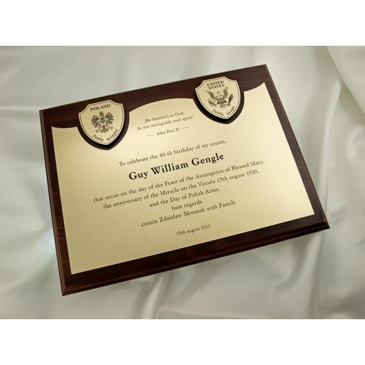 DIPLOMA for 40th birthday - LASER ENGRAVED - horizontal - SL061