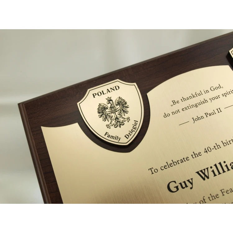 DIPLOMA for 40th birthday - LASER ENGRAVED - horizontal - SL061