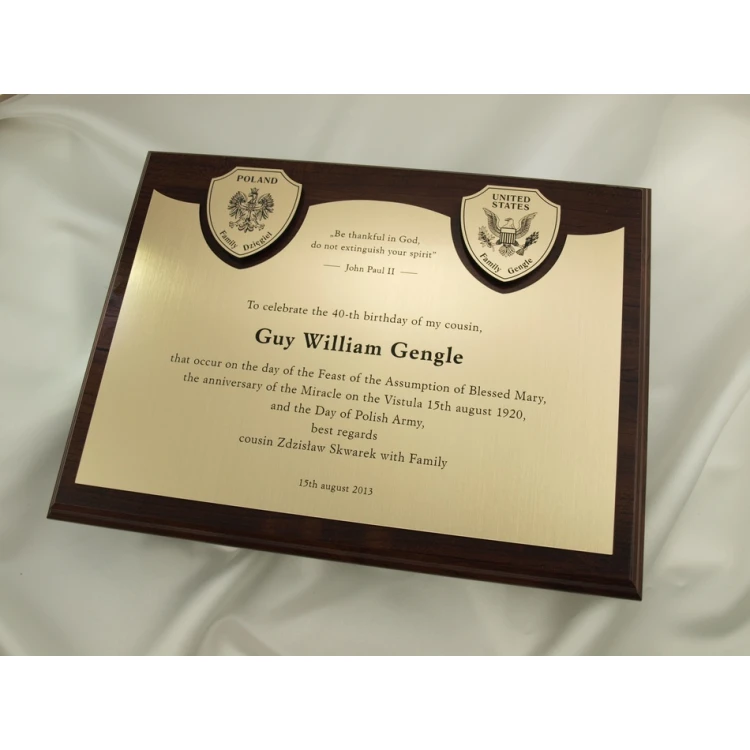 DIPLOMA for 40th birthday - LASER ENGRAVED - horizontal - SL061