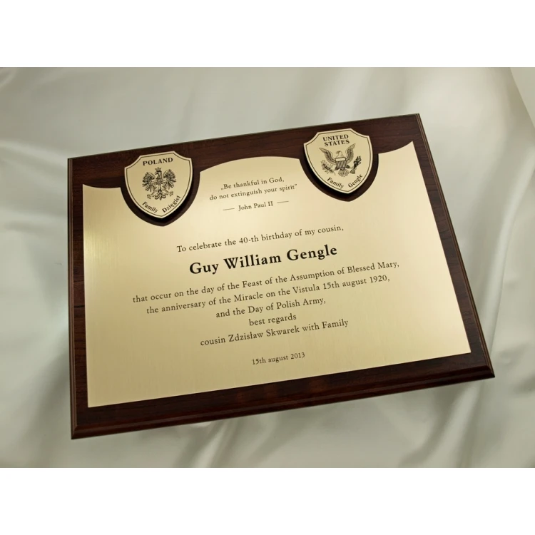 DIPLOMA for 40th birthday - LASER ENGRAVED - horizontal - SL061