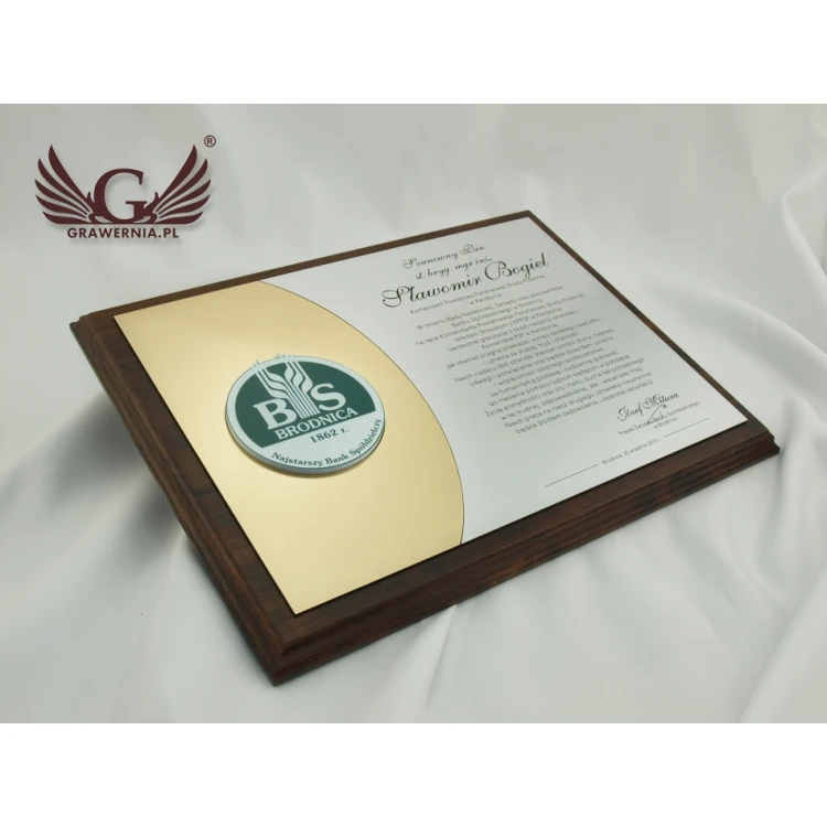 DIPLOMA FOR THE PRESENTATION OF A FLAG - LASER ENGRAVED - horizontal - SL042