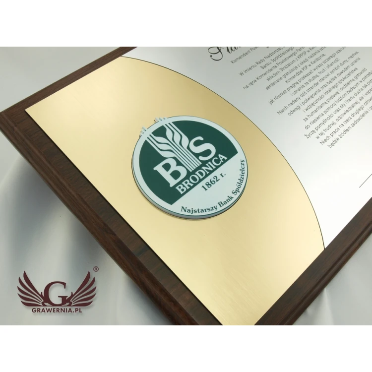 DIPLOMA FOR THE PRESENTATION OF A FLAG - LASER ENGRAVED - horizontal - SL042