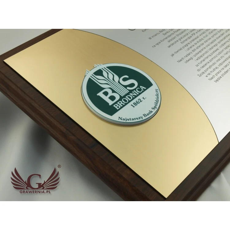 DIPLOMA FOR THE PRESENTATION OF A FLAG - LASER ENGRAVED - horizontal - SL042