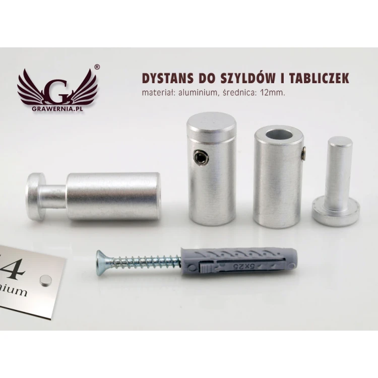 Spacer for plaques and nameplates - silver made of aluminium - diameter 12mm - DDS045