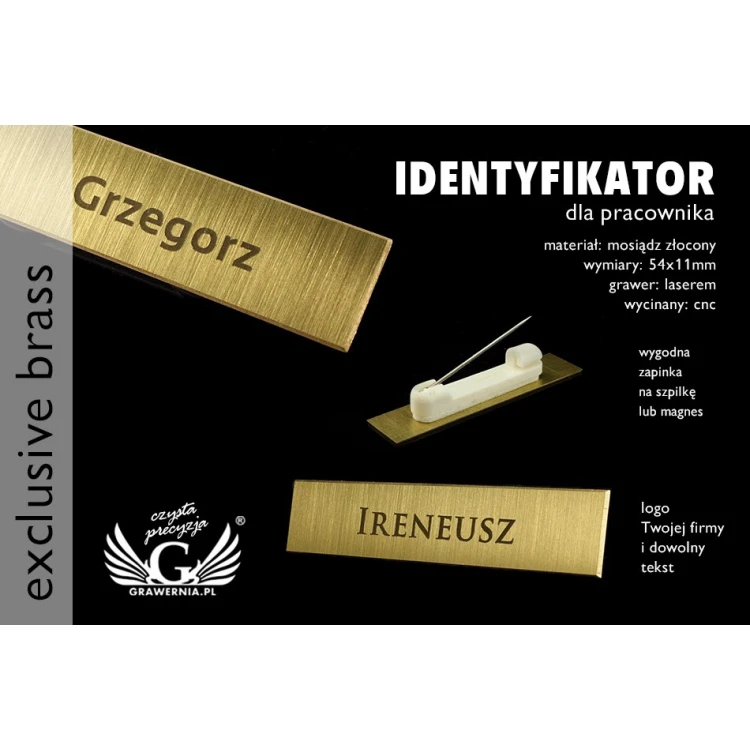 Exclusive Employee ID Badge - 54x11mm - ID036 - Brass