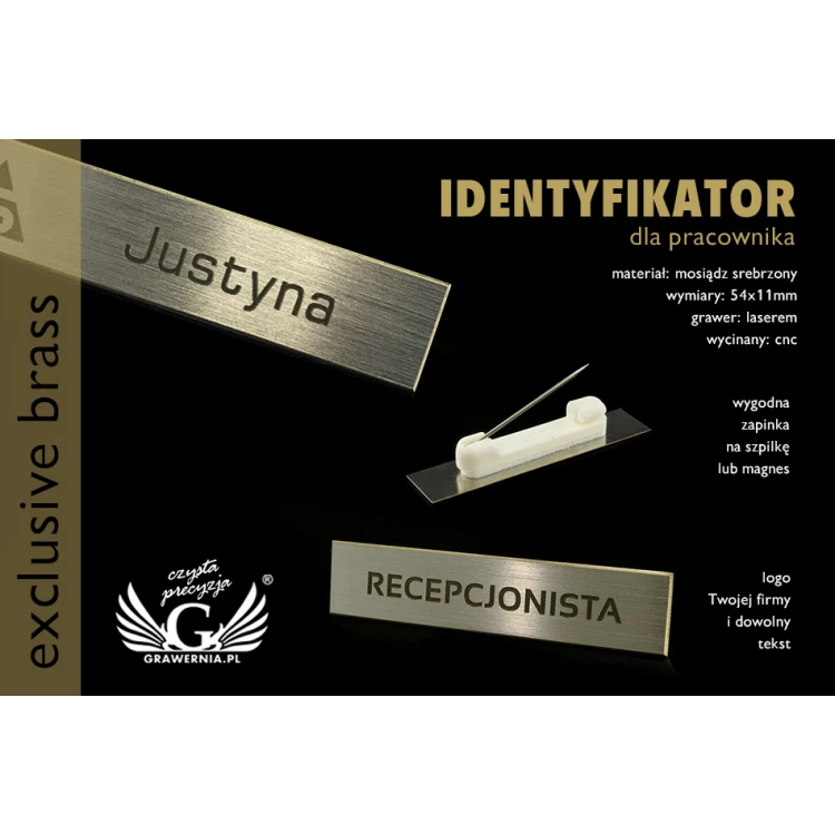 Exclusive Employee ID Badge - 54x11mm - ID037 - Silver Plated Brass