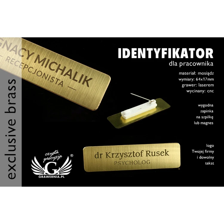 Exclusive Employee ID Badge - 64x17mm - ID039 - Brass