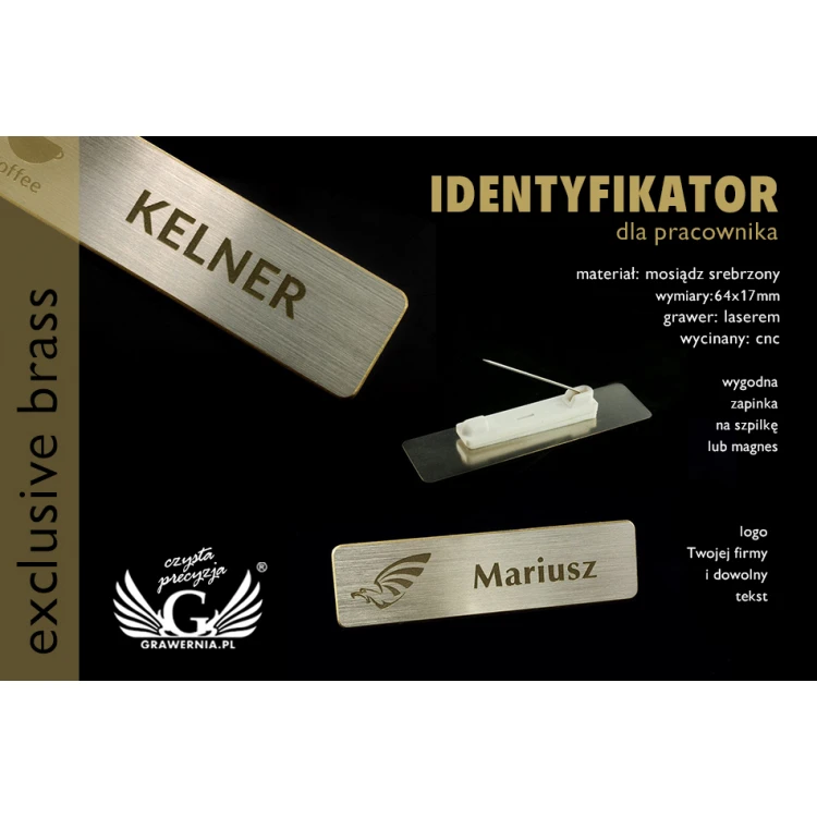 Exclusive Employee ID Badge - 64x17mm - ID040 - Silver Plated Brass