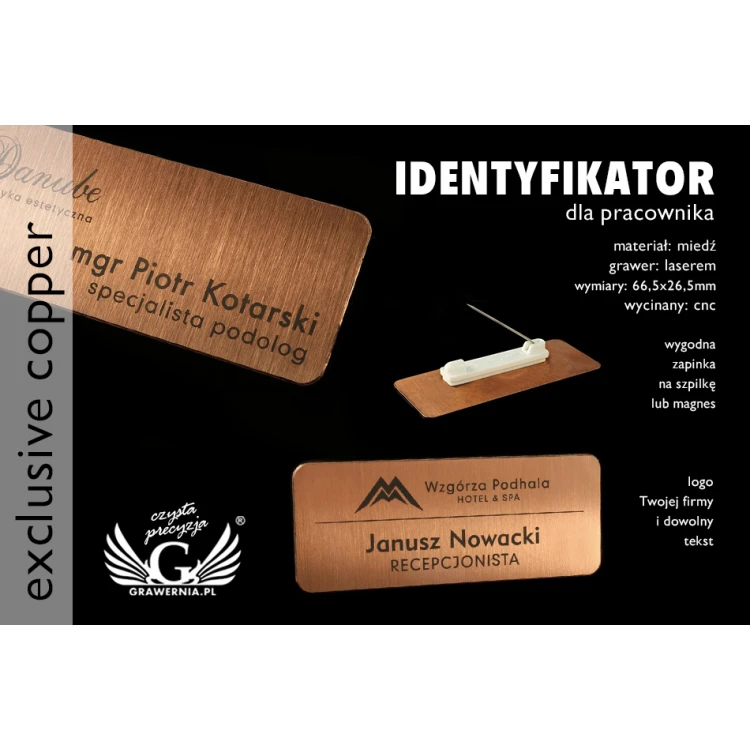 Exclusive Employee ID Badge - 66x26mm - ID041 - Copper