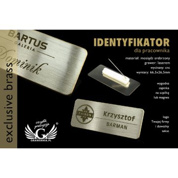Exclusive Employee ID Badge - 66x26mm - ID043 - Silver Plated Brass