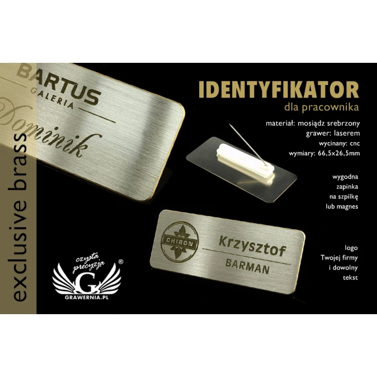 Exclusive Employee ID Badge - 66x26mm - ID043 - Silver Plated Brass