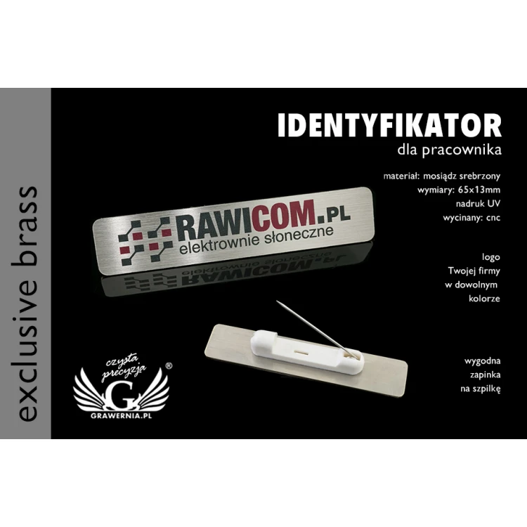 Exclusive Employee ID Badge - 65x13mm - Silver Plated Brass - ID063