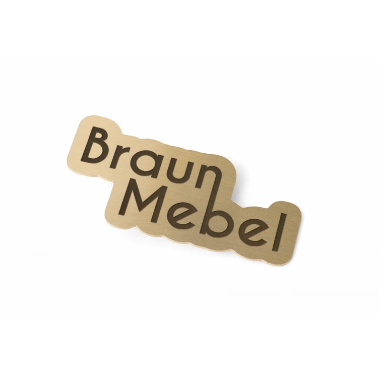 Exclusive ID badge with logo - 50x30mm - brushed brass - ID104