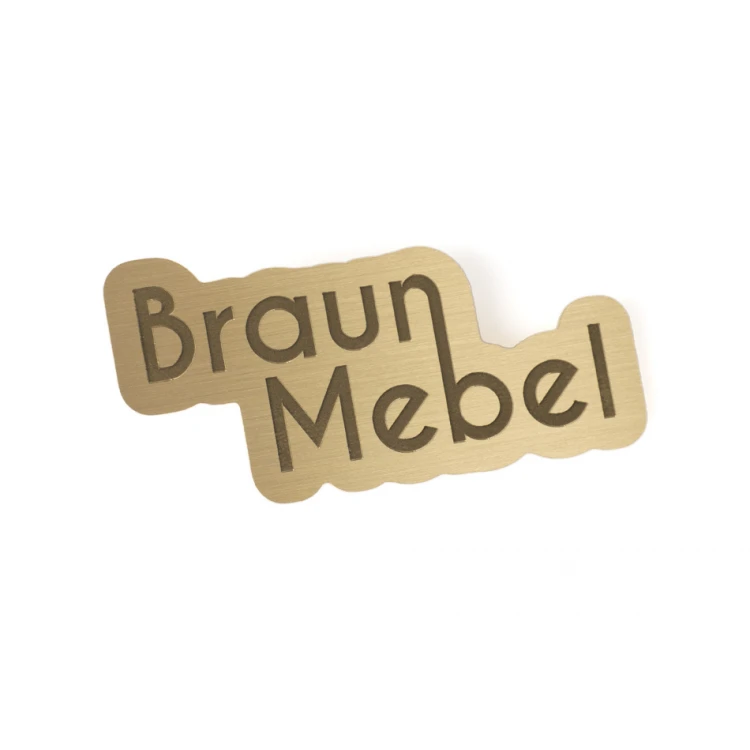 Exclusive ID badge with logo - 50x30mm - brushed brass - ID104