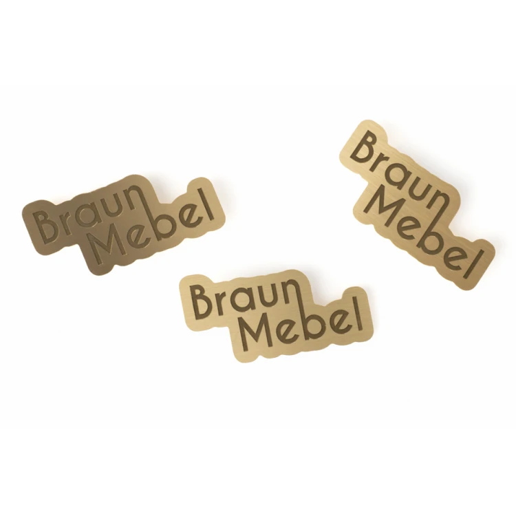 Exclusive ID badge with logo - 50x30mm - brushed brass - ID104