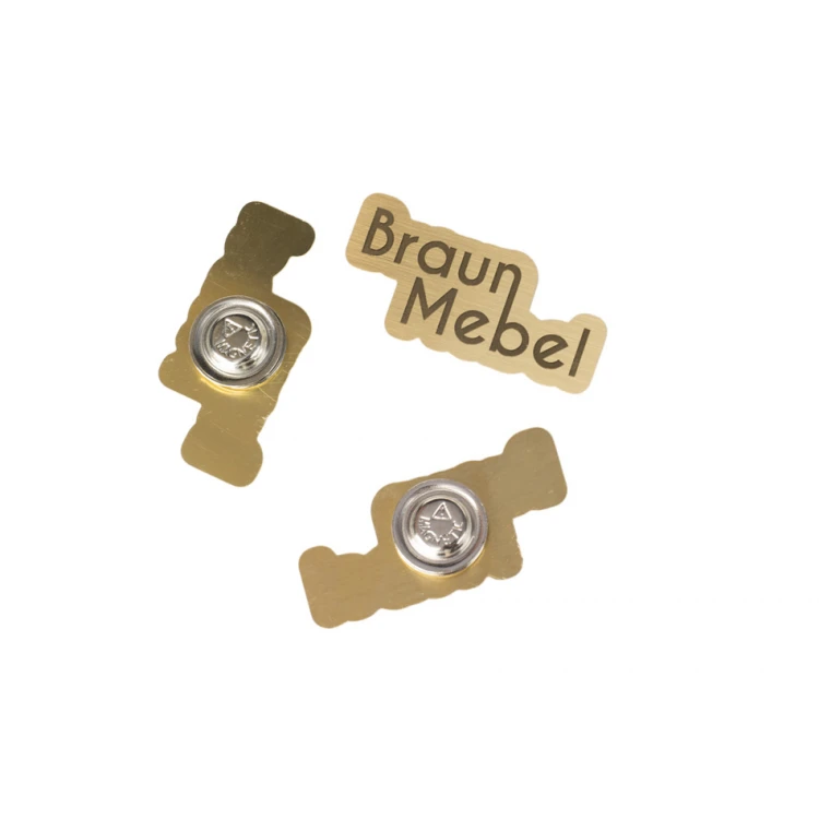 Exclusive ID badge with logo - 50x30mm - brushed brass - ID104