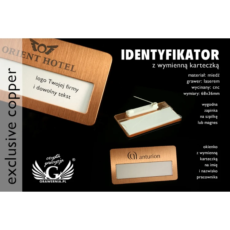 Exclusive ID Badge with Window - 68x36mm - ID044 - Copper
