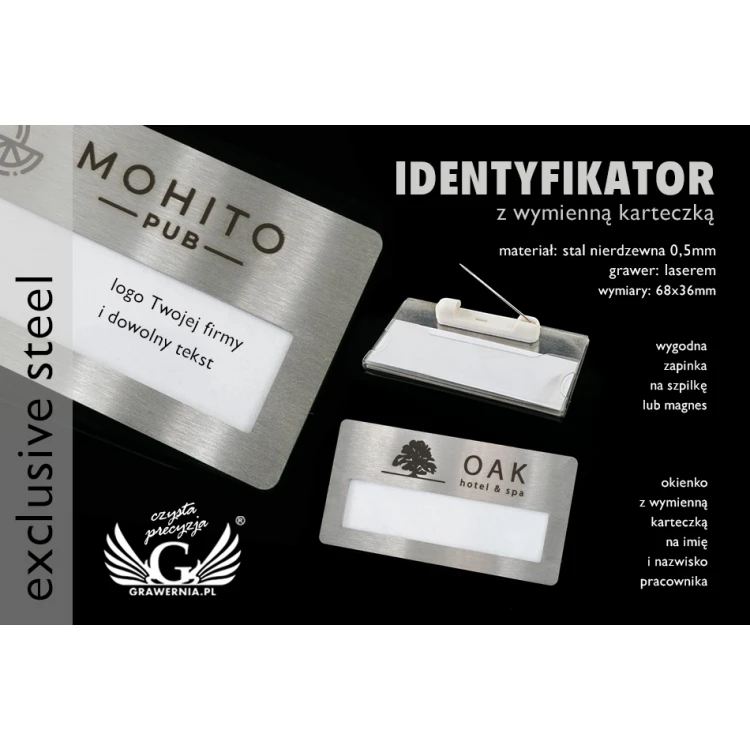 Exclusive ID Badge with Window - 68x36mm - ID092 - Steel