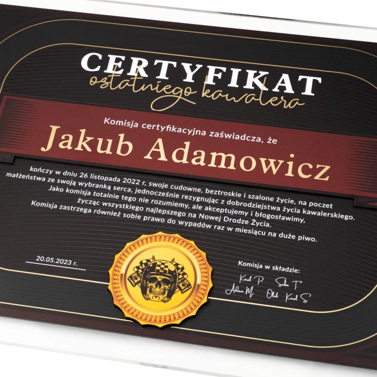 Elegant Bachelor Party Diploma - UV Print - DUV101