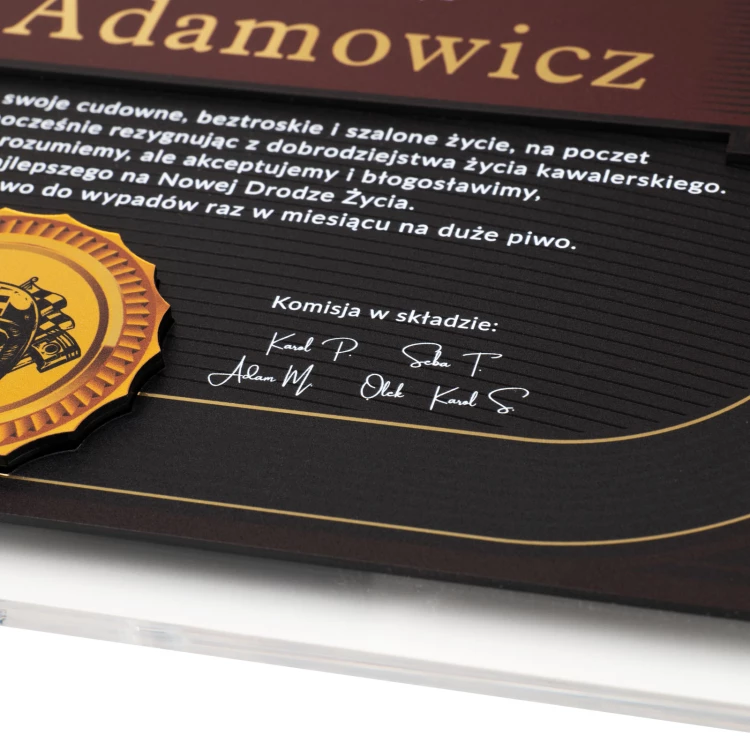 Elegant Bachelor Party Diploma - UV Print - DUV101