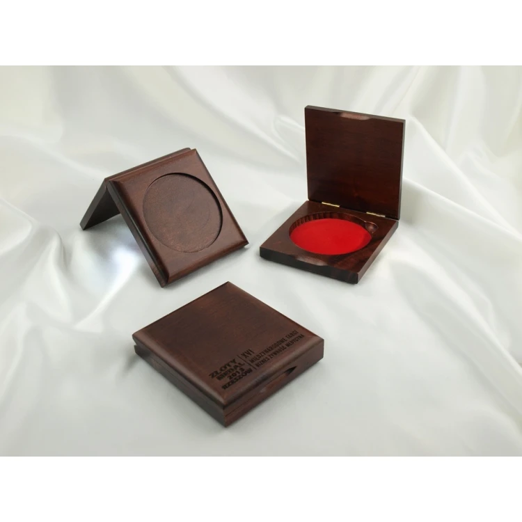 Wooden case box with two slots for 80mm diameter medal - KAS12