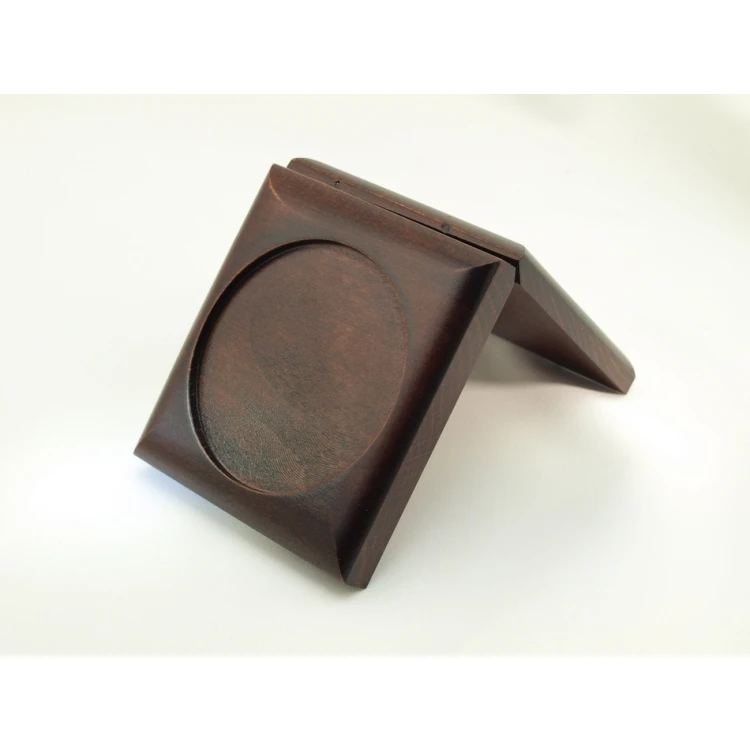 Wooden case box with two slots for 70mm diameter medal - KAS05