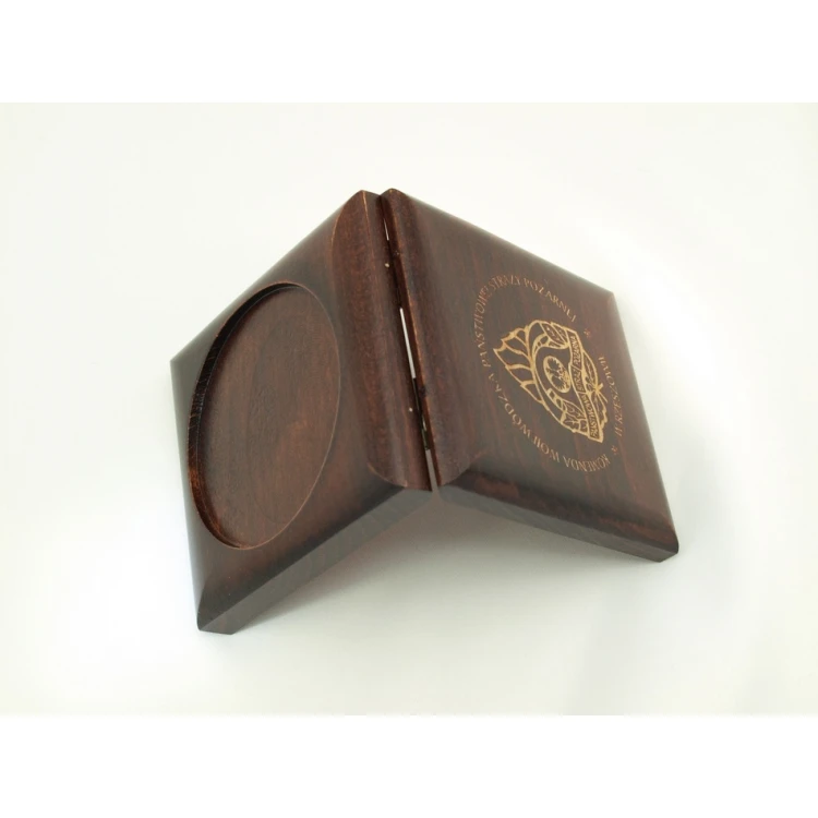 Wooden case box with two slots for 70mm diameter medal - KAS05