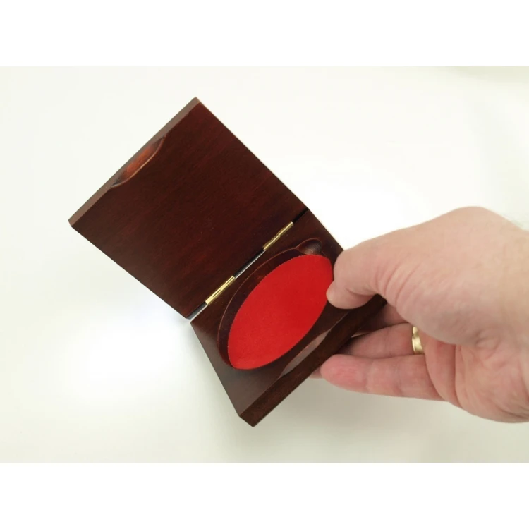 Wooden case box with two slots for 70mm diameter medal - KAS05