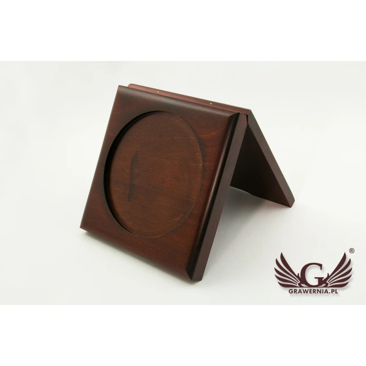 Wooden case box with two slots for 90mm diameter medal - KAS07