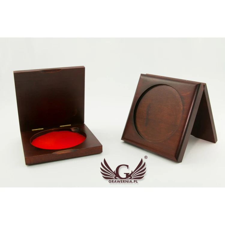 Wooden case box with two slots for 90mm diameter medal - KAS07